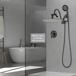 2-Spray 10 in. Dual Shower Head Wall Mount Fixed and Handheld Shower Head 1.5 GPM in Matte Black (Valve Not Included)