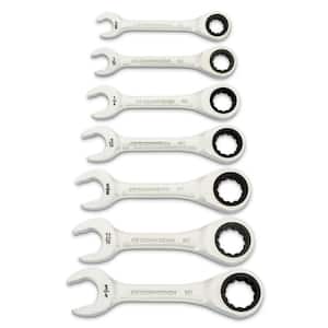 90-Tooth 12 Point SAE Stubby Ratcheting Combination Wrench Set (7-Piece)