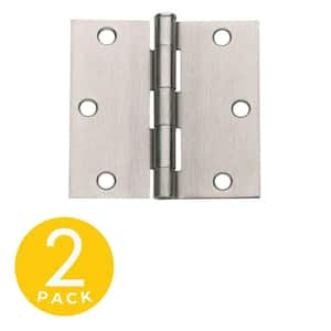 3.5 in. x 3.5 in. Satin Nickel Surface Mount Removable Pin Squared Hinge - Set of 2