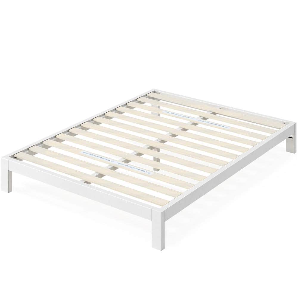 Arnav White Full Metal Platform Bed Frame with Slats