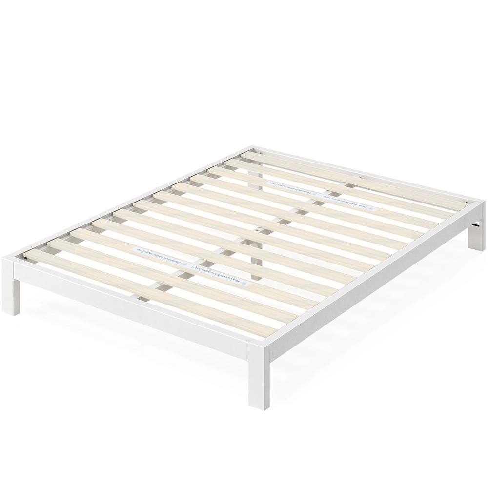 Arnav White King Metal Platform Bed Frame with Slats