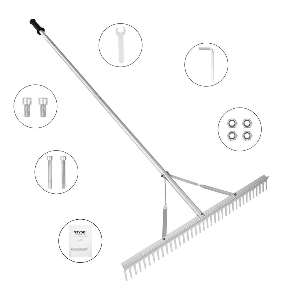 VEVOR 75 in. L Landscape Rake 36 in. Head Aluminum Landscape Rake with Handle Lake Weed Rake ZCLQPLHJ36INUFPURV0 - The Home Depot