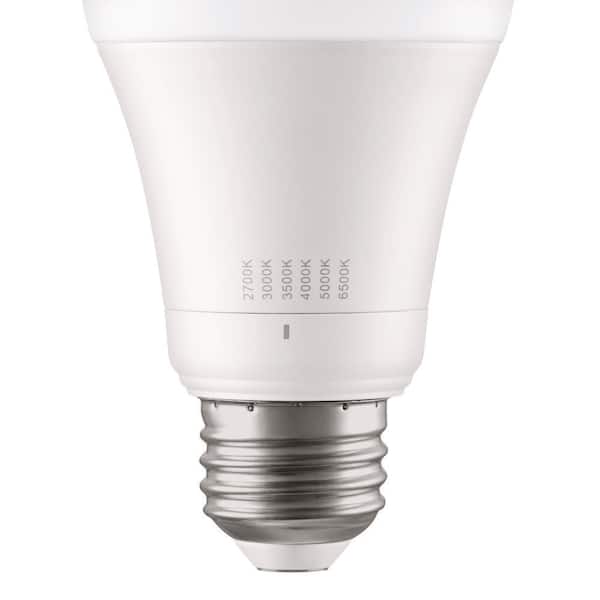 75-Watt Equivalent A19 E26 Base Dimmable LED Light Bulb with Selectable Color Temperature (4-Pack)