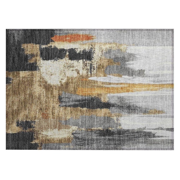 Chantille Machine Washable Indoor/Outdoor Abstract ACN1979 Black 2 ft. x 3 ft. Accent Rug