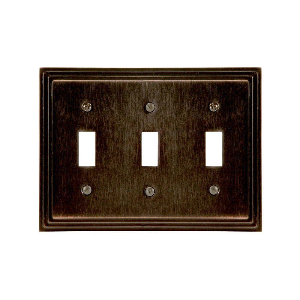Tiered 3-Gang Aged Bronze Toggle Metal Wall Plate price history on PriceWatchPro