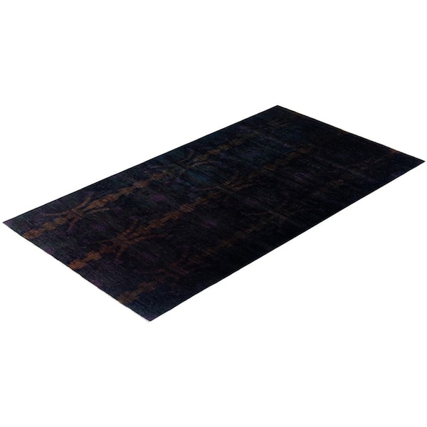 Overdyed Black 8 ft. x 14 ft. Solid Wool Indoor Area Rug