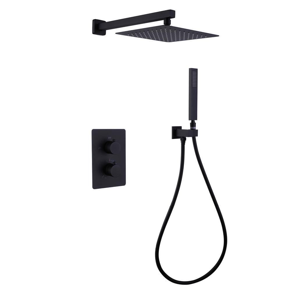 Satico 2Handles 3Function 10 in.Thermostatic Waterfall Shower Faucet