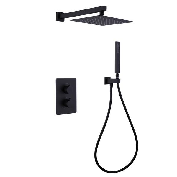 Satico 2Handles 3Function 10 in.Thermostatic Waterfall Shower Faucet