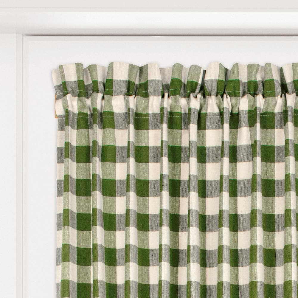 Sage Buffalo Check Light-Filtering Cotton Polyester Door Curtain Panel