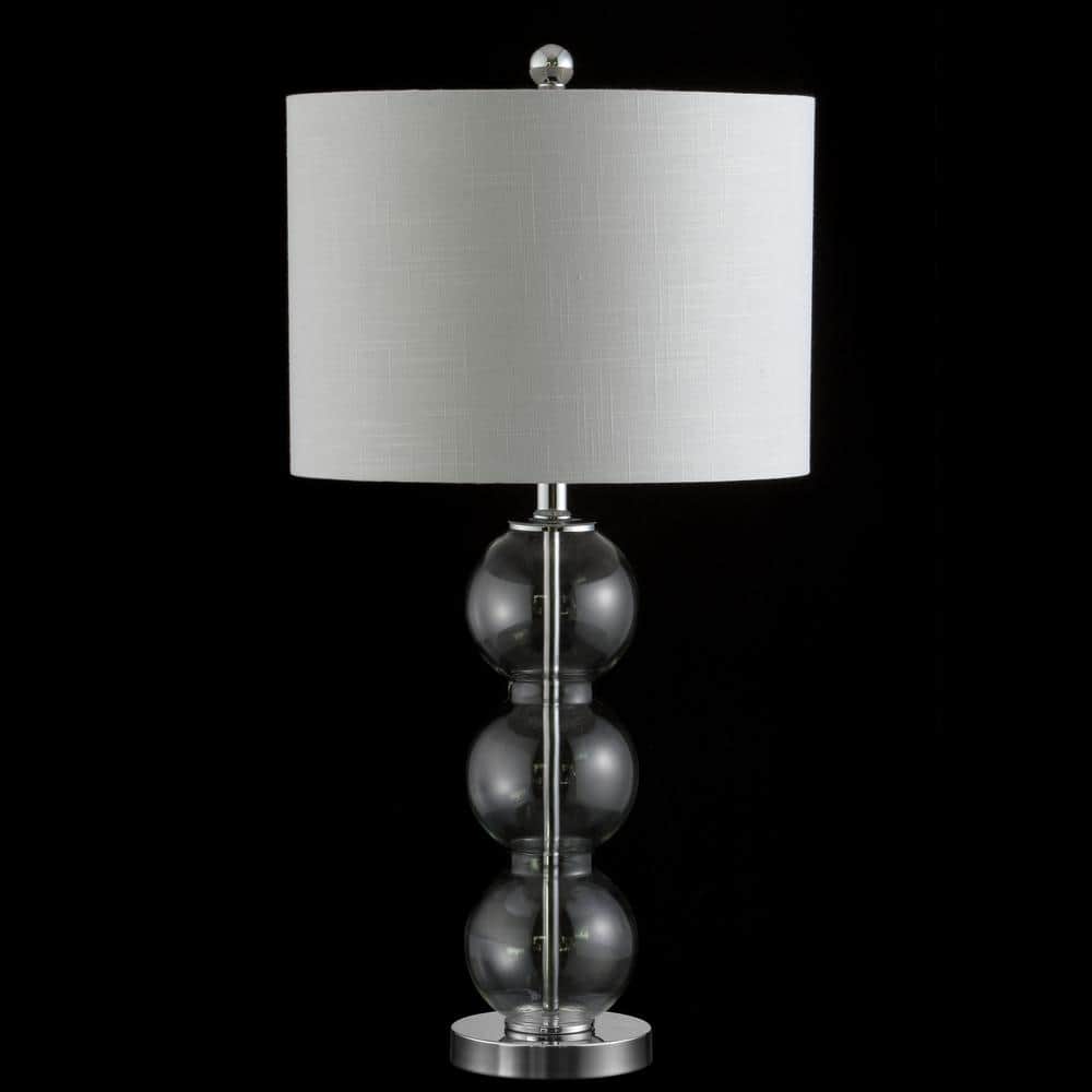Alexa-Enabled Contemporary White Linen Drum Desk Lamp Set