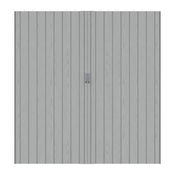 72 in. x 80 in. Grey Woodgrain Vinyl PVC Accordion Door, Interior Folding Doors with Installation Hardware