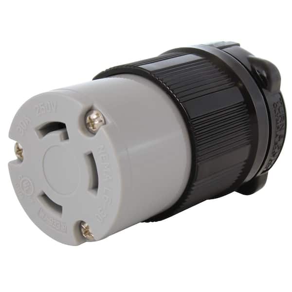 AC WORKS Gray NEMA L6-30R 30 Amp 250-Volt 3-Prong Locking Female Connector with UL, C-UL Approval