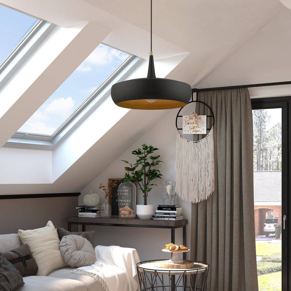Banbury Modern Indoor/Outdoor Pendant - Black and Antique Brass with LED