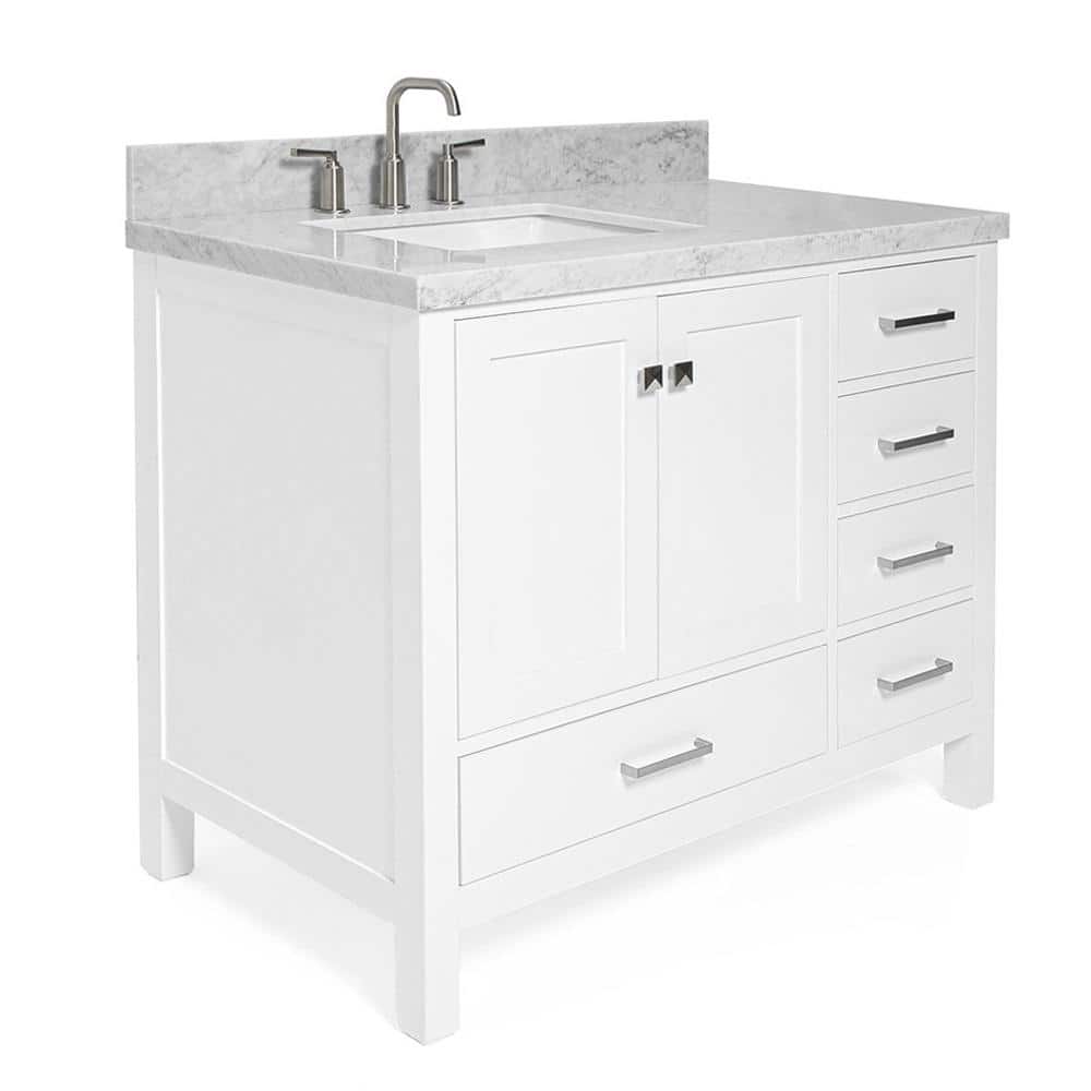 Cambridge 43" White Marble Top Vanity with Nickel Hardware