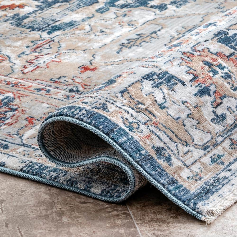 Gray Rectangular Stain-Resistant Synthetic Area Rug