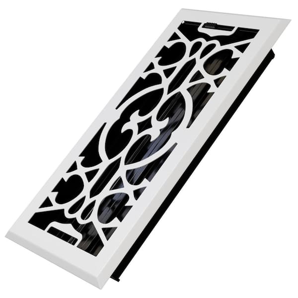 HOME INTUITION Victorian Scroll 2 x 10 in. Decorative Floor Register Vent  with Mesh Cover Trap, White VTFV210WH - The Home Depot