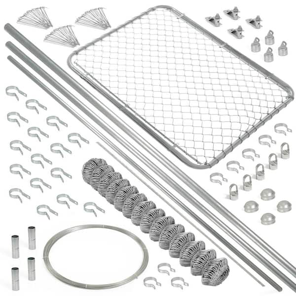 Silver Galvanized 6  ft. x 54  ft. Metal 11.5-Gauge Chain Link Fence-Complete Kit