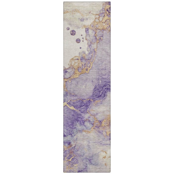 Chantille Machine Washable Indoor/Outdoor Abstract ACN2110 Purple 2 ft. 3 in. x 7 ft. 6 in. Runner Rug