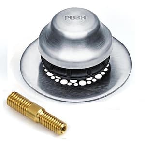 2.875 in. Universal NuFit Foot Actuated Bathtub Stopper with Grid Strainer and 3/8 in. - 5/16 in. Pin Adapter in Chrome