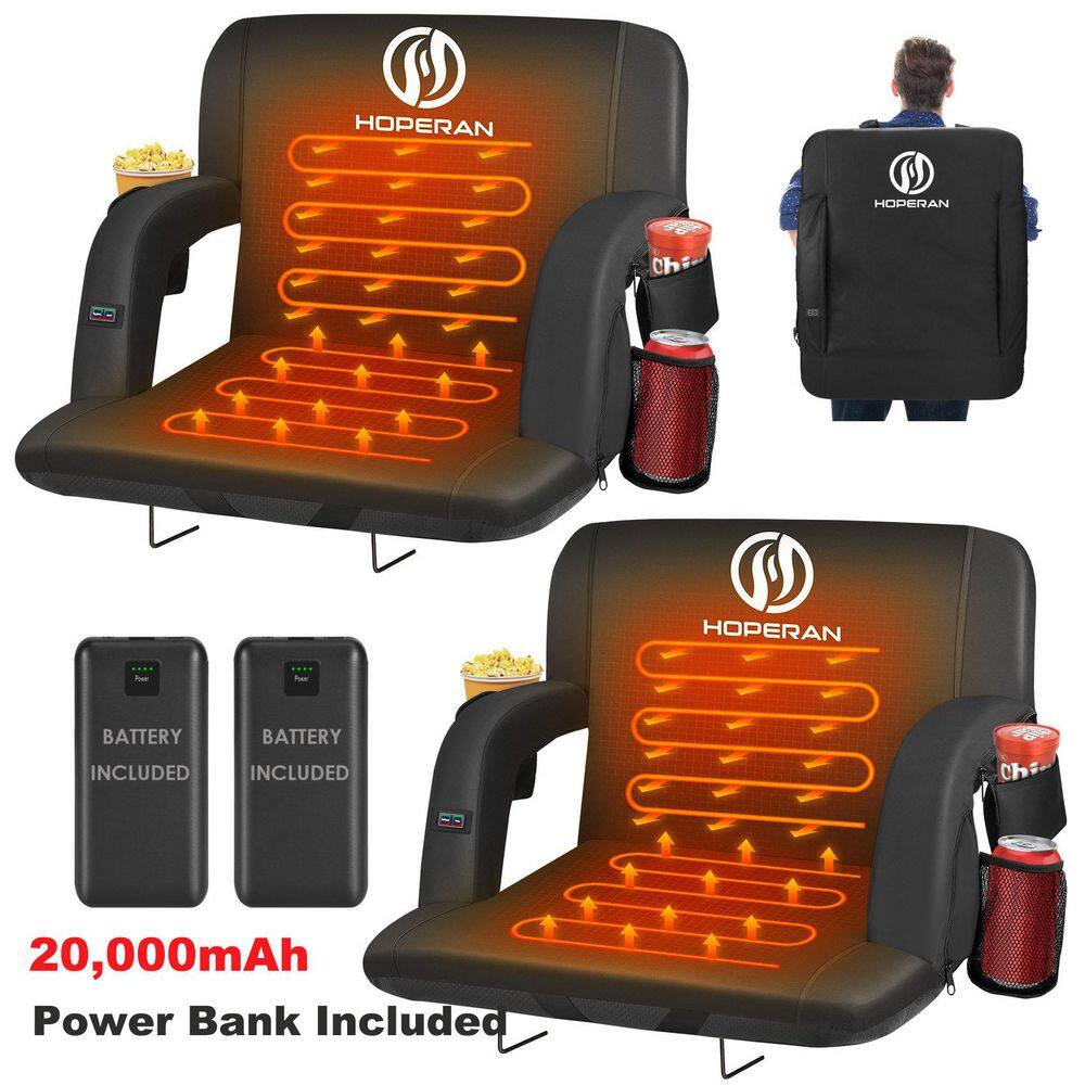 Black 21 in.W Heated Stadium Seats for Bleachers with 20000mAh Power Bank Included Stadium Seating (2-Pack) price history on PriceWatchPro