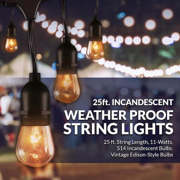 Newhouse Lighting 25 Ft Outdoor String, Commercial Outdoor String Lights Home Depot