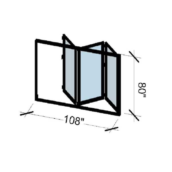 Eris 108 in. x 80 in. Right Swing/Outswing Black Aluminum Folding Patio