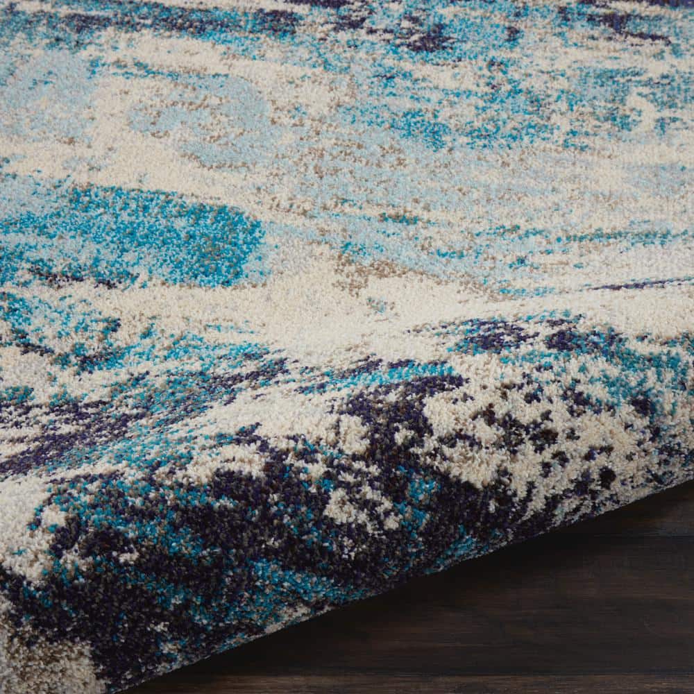 Hand-knotted Blue and White Abstract Medium Rug