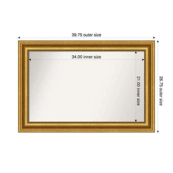 Amanti Art Parlor Gold 39.75 in. x 26.75 in. Custom Non-Beveled Recycled Polystyrene Framed Bathroom Vanity Wall Mirror