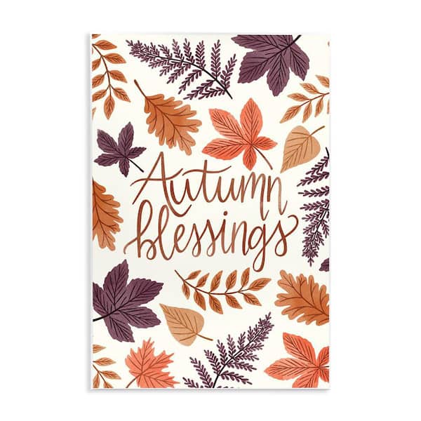 Stupell Industries Autumn Blessings Fern Leaves Nature by Taylor Shannon Designs Unframed Graphic Typography Art Print 10 in. x 15 in.