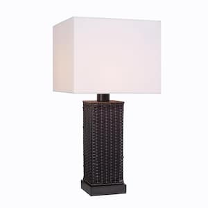 Edgehill 27.25 in. Square Brown Outdoor/Indoor Table Lamp
