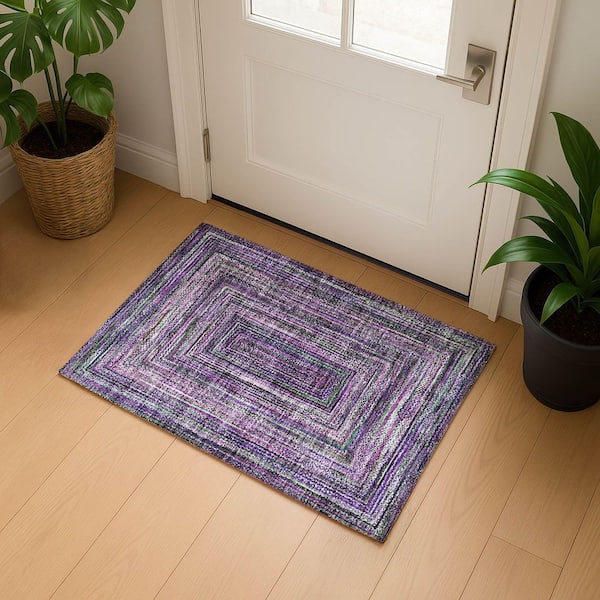 Mayfield Premium Machine Washable Abstract AMF1725 Purple 2 ft. x 3 ft. Area Rug
