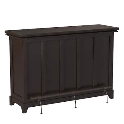 Garcia 38 in. Counter Height Ebony Finish Wood Frame Home Bar with Bottle and Stemware Storage