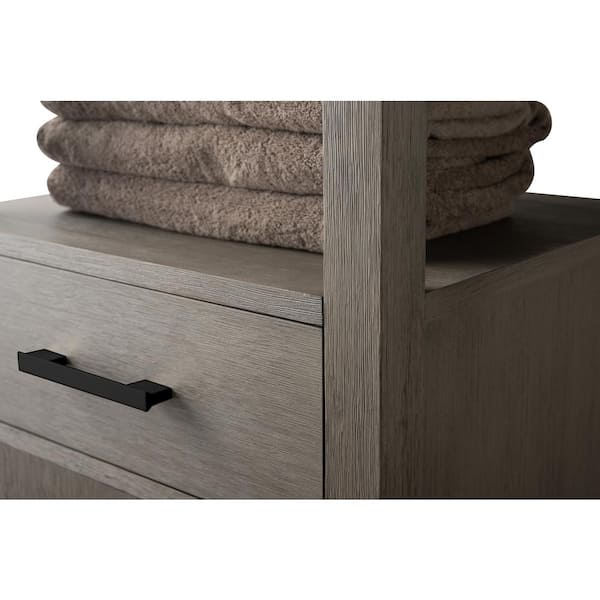 Vanity Art 21 in. W x 17 in. D x 72 in. H Brown MDF Floor Standing Linen Cabinet with Soft Close Door in Driftwood Gray/MB