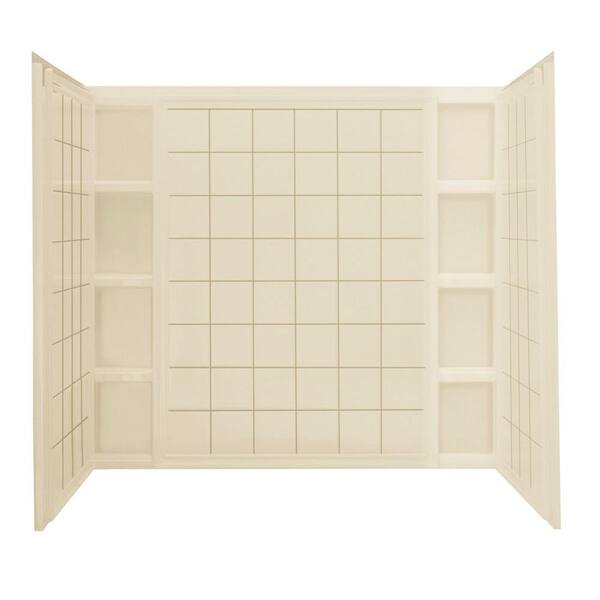 STERLING Ensemble 43-1/2 in. x 60 in. x 54-1/4 in. Three Piece Direct-to-Stud Tile Tub and Shower Wall Set in Almond-DISCONTINUED