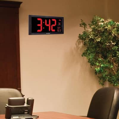 18 in. Large LED Clock with Indoor Temperature