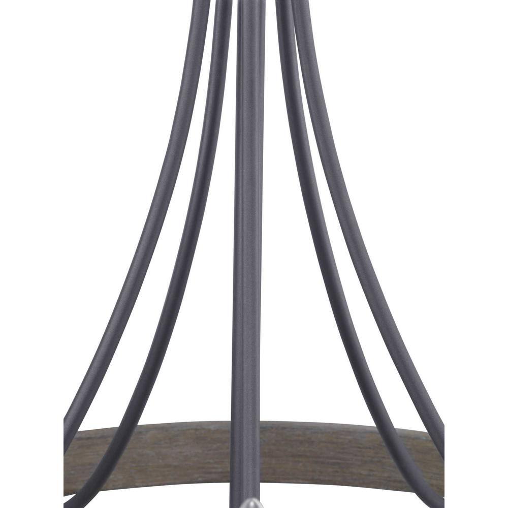 Gulliver 26" Black and Oak Five-Light Chandelier