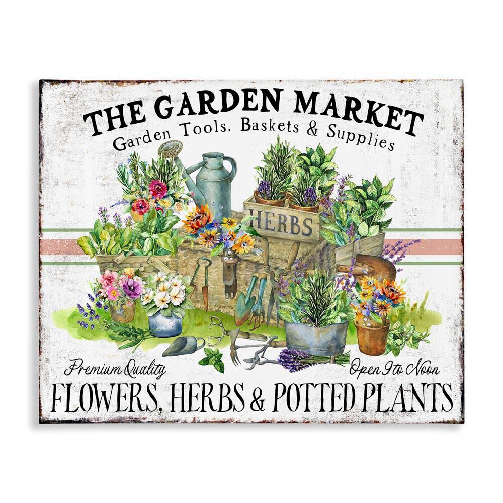 Garden Market Bistro Stripe by Creatif Belle Unframed Nature Graphic Art Print 36 in. x 48 in. price history on PriceWatchPro