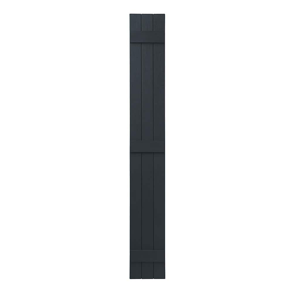 11 in. x 81 in. Polypropylene Plastic 3-Board Closed Board and Batten Shutters Pair in Blue