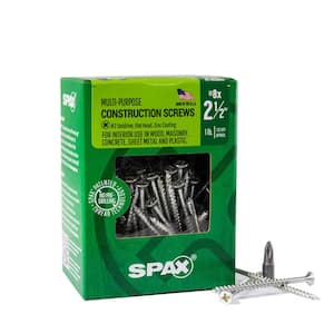 #8 x 2-1/2 in. Interior Flat Head Wood Screws Construction Phillips Square Unidrive (133 Each) 1 LB Bit Included