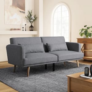 Westsky 71 Modern Fabric Convertible Memory Foam Futon Couch Bed, Folding Sleeper Twin Dark Gray Sofa Furniture for Home