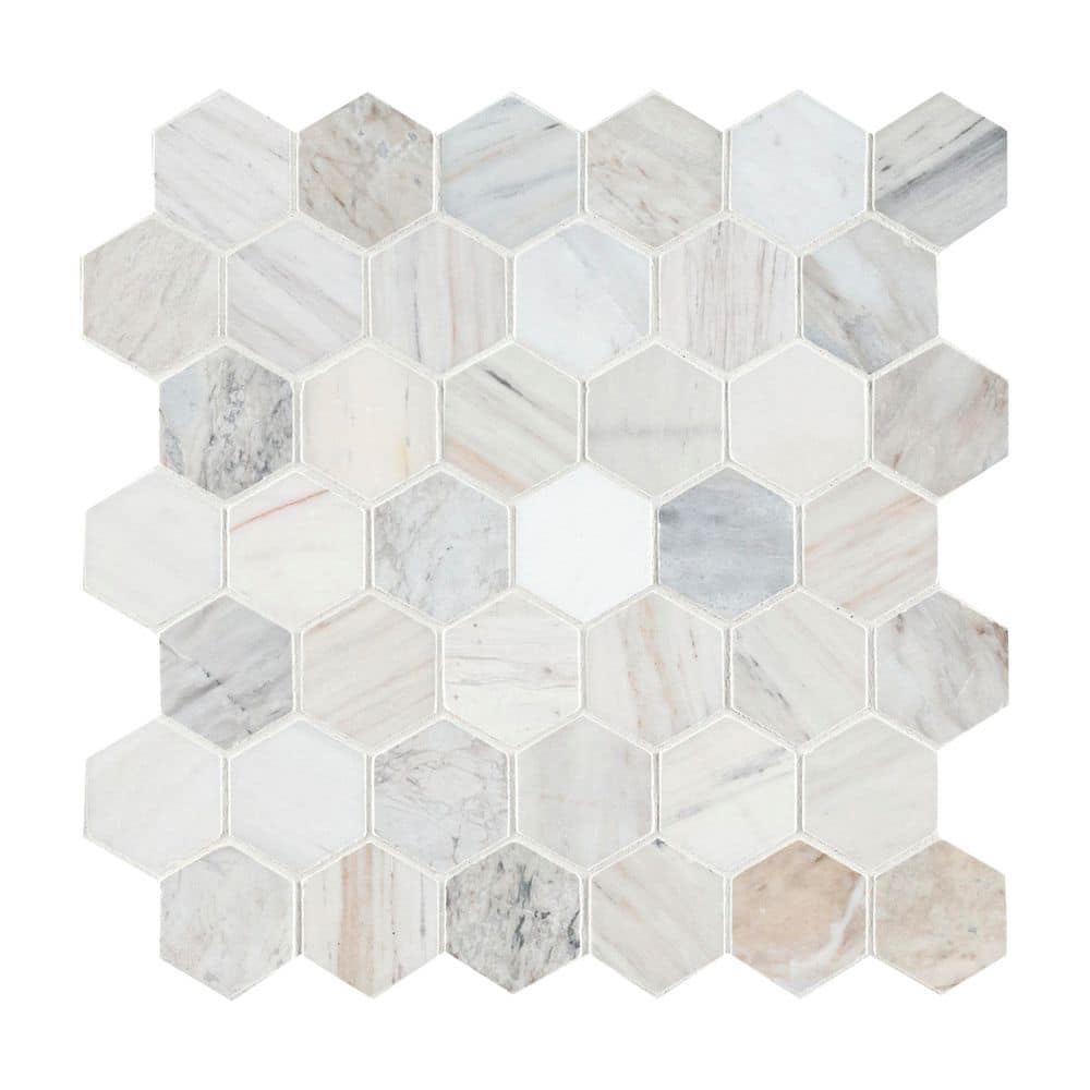 Take Home Tile Sample-Angora Hexagon 4 in. x 4 in. Honed Mosaic Marble Floor and Wall Tile price history on PriceWatchPro