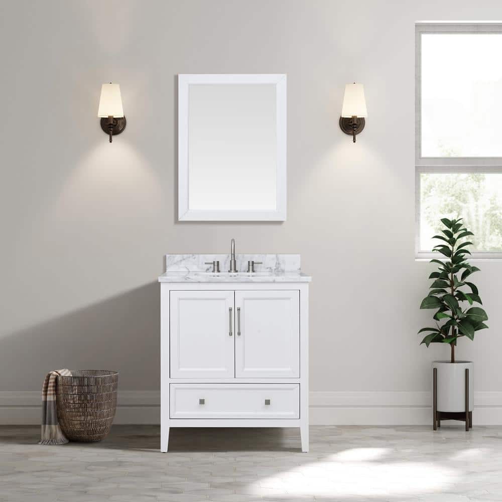 Everette 30'' White Solid Wood Single Bathroom Vanity