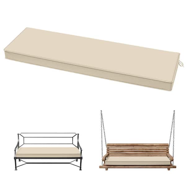 42 in. x 18 in. x 3.5 in. Rectangular Outdoor Porch Swing Bench Cushion Cream