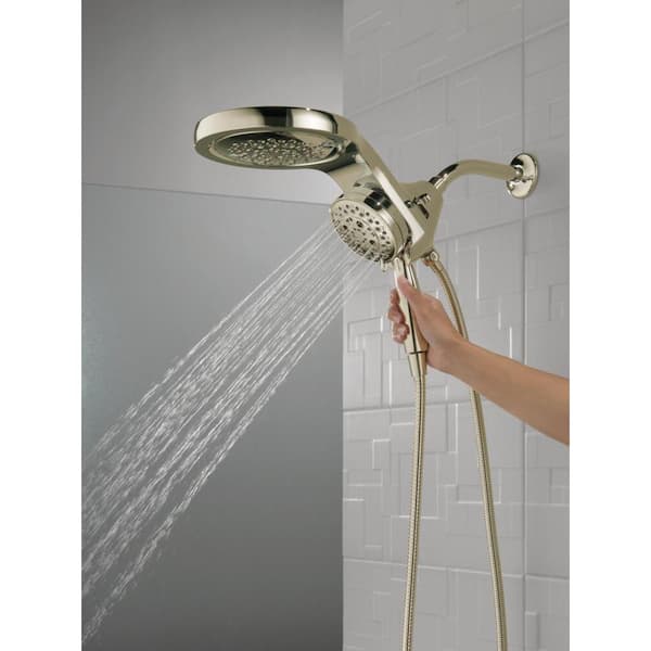 HydroRain 5-Spray Patterns 2.5 GPM 6 in. Wall Mount Dual Shower Heads in Polished Nickel