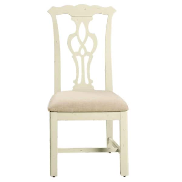 Unbranded 19 in. W Chippendale Antique Ivory Side Chair