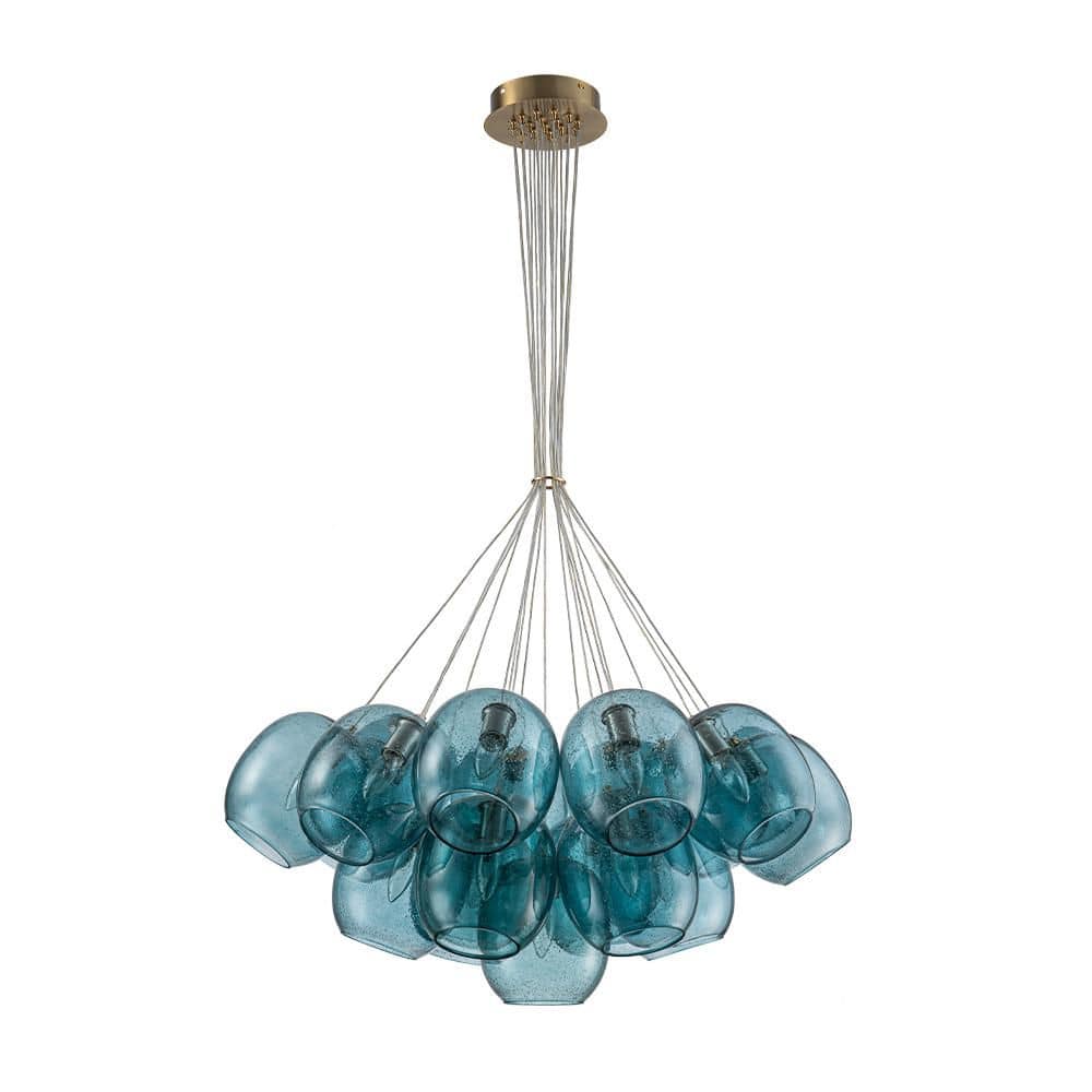 置物 ALMA HUOKU Alma 19-Light 30.7 in. W Brass Cluster Chandelier with Lake