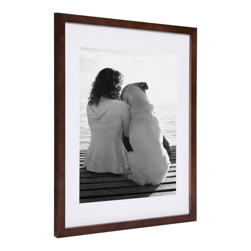 Walnut Brown Classic Wood Wall Frame Set 15x19"