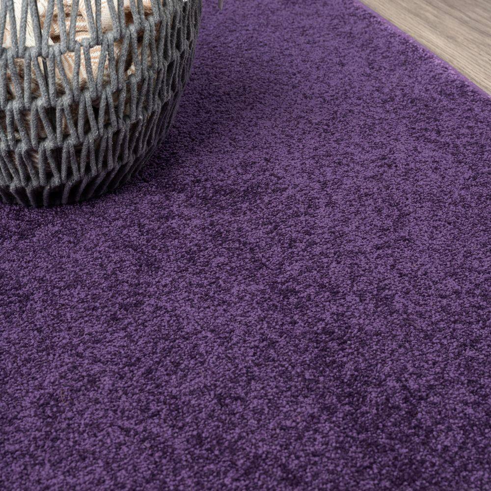 Haze Purple Solid Low-Pile Synthetic Runner Rug