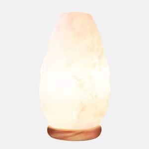 7 in. Natural White Salt Lamp, Tall Wooden Base Salt Lamp