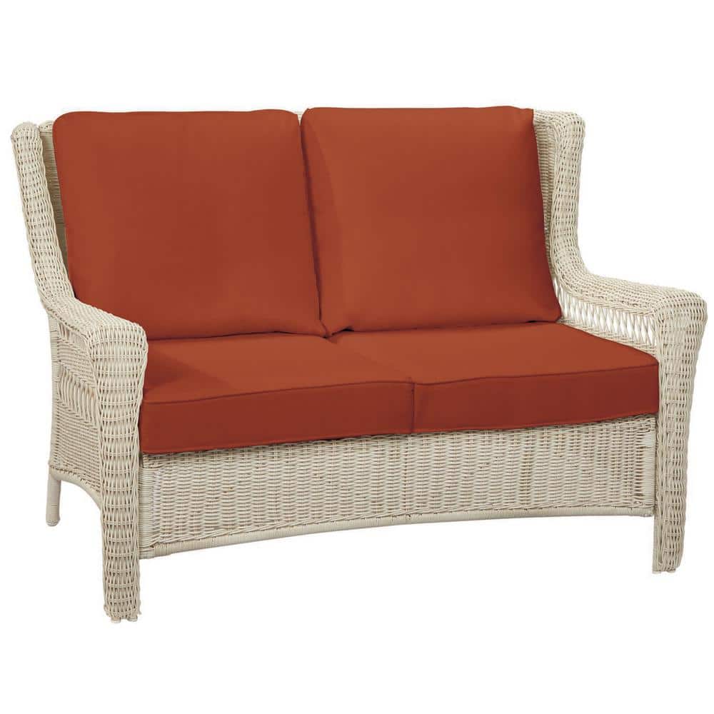 Hampton Bay Park Meadows OffWhite Wicker Outdoor Patio Loveseat with